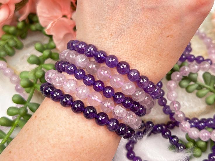 Amethyst Bracelet - Purple Amethyst Beaded Bracelets Light